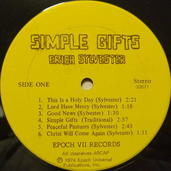Erich Sylvester (2) : Simple Gifts (LP, Album)