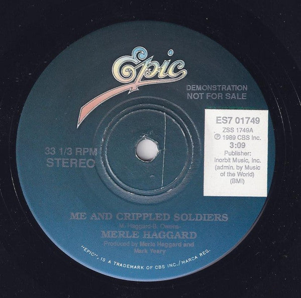 Merle Haggard : Me And Crippled Soldiers (7", Promo)