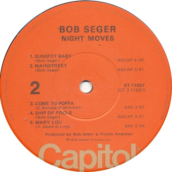 Bob Seger & The Silver Bullet Band* : Night Moves (LP, Album, Jac)