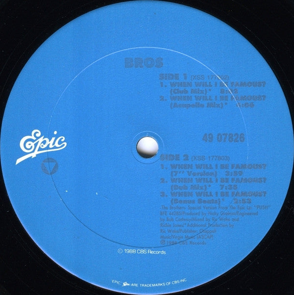 Bros : When Will I Be Famous? (12", Single)