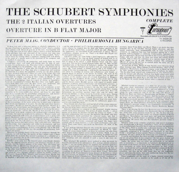 Franz Schubert, Peter Maag, Philharmonia Hungarica : The Schubert Symphonies (Complete) (5xLP, Album, Comp)