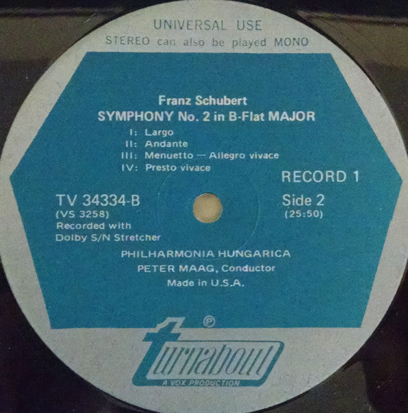 Franz Schubert, Peter Maag, Philharmonia Hungarica : The Schubert Symphonies (Complete) (5xLP, Album, Comp)