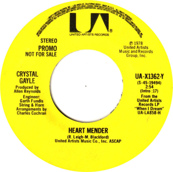 Crystal Gayle : Heart Mender (7", Promo)