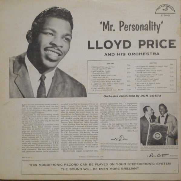 Lloyd Price : Mr. Personality (LP, Album, Club, RE)