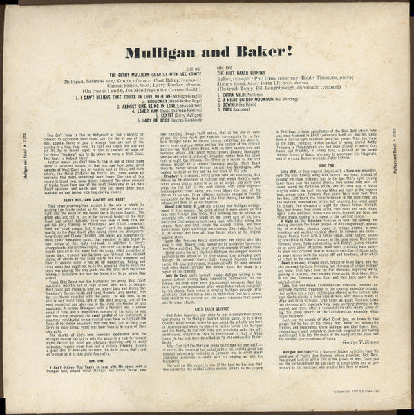 Gerry Mulligan Quartet With Lee Konitz, Chet Baker Quintet* : Mulligan And Baker! (LP, Ind)