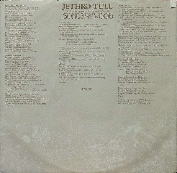 Jethro Tull : Songs From The Wood (LP, Album, Ter)