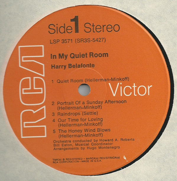 Harry Belafonte : In My Quiet Room (LP, Album, RE)