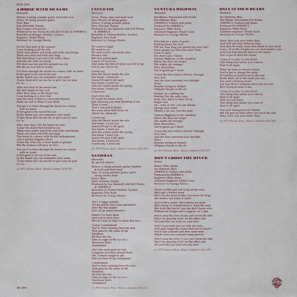 America (2) : History (America's Greatest Hits} (LP, Comp, Ter)