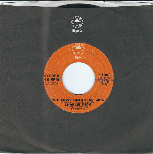 Charlie Rich : The Most Beautiful Girl (7", Single, Styrene, Ter)