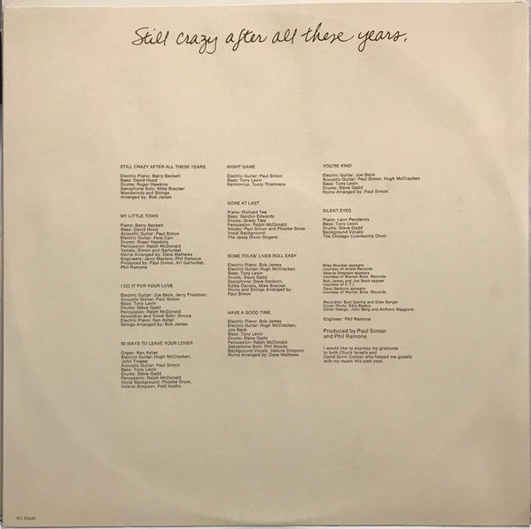 Paul Simon : Still Crazy After All These Years (LP, Album)