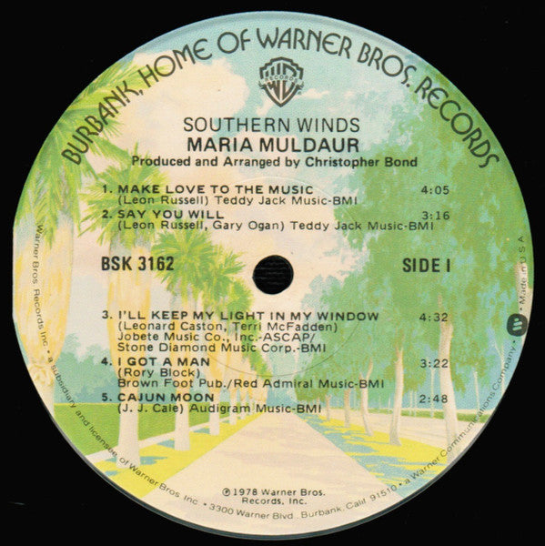 Maria Muldaur : Southern Winds (LP, Album, Jac)