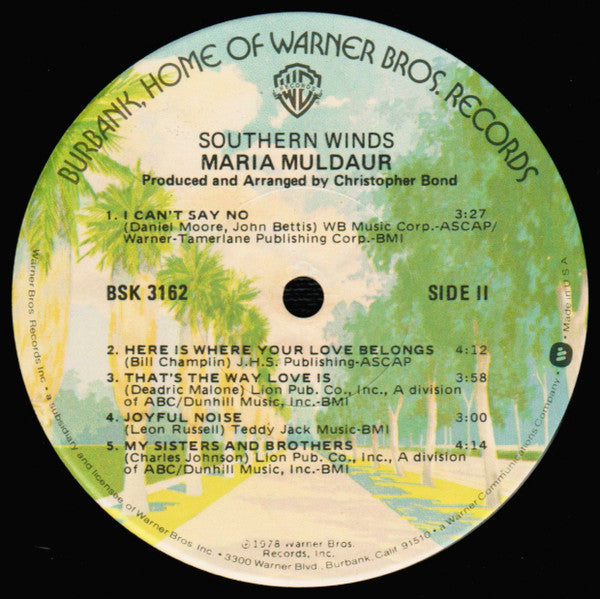 Maria Muldaur : Southern Winds (LP, Album, Jac)
