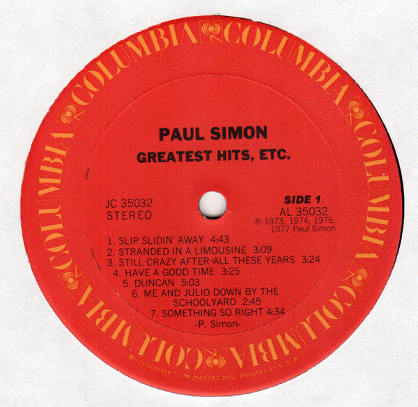 Paul Simon : Greatest Hits, Etc. (LP, Comp, Ter)