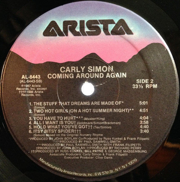 Carly Simon : Coming Around Again (LP, Album, Spe)