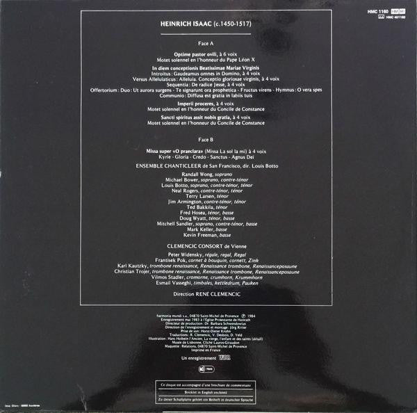 Heinrich Isaac, Ensemble Chanticleer De San Francisco, Clemencic Consort : Grands Motets Solennels (LP)