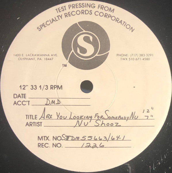 Nu Shooz : Are You Lookin' For Somebody Nu (12", TP)