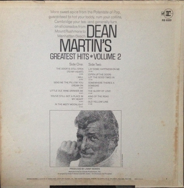 Dean Martin : Dean Martin's Greatest Hits! Volume 2 (LP, Comp, Ter)