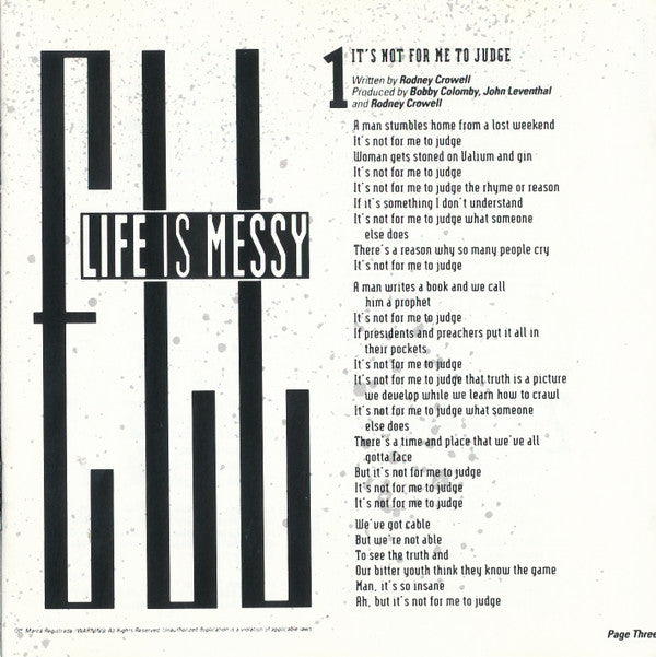Rodney Crowell : Life Is Messy (CD, Album, Son)