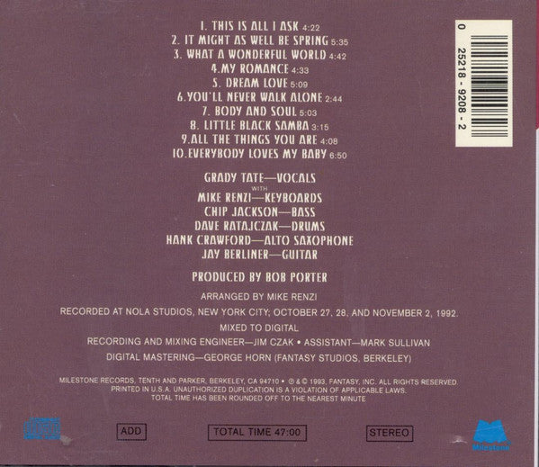 Grady Tate : Body & Soul (CD, Album)