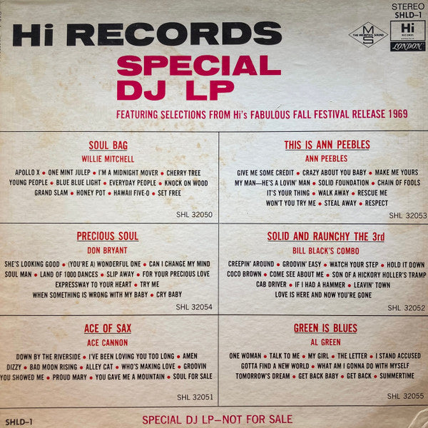 Various : Hi Records Special DJ LP Featuring Selections From Hi's Fabulous Fall Festival Release 1969 (LP, Comp, Promo)