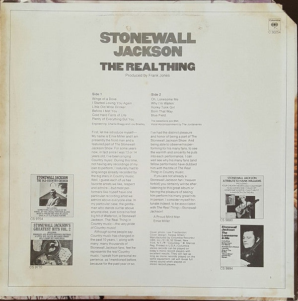 Stonewall Jackson : The Real Thing (LP, Album, San)