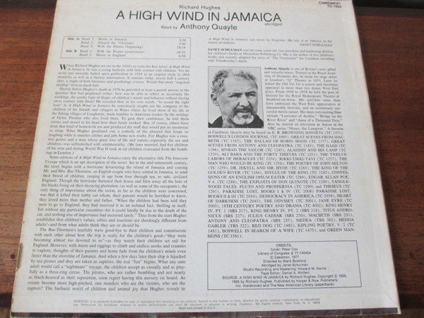 Anthony Quayle : A High Wind In Jamaica (Abridged) (LP, Album)