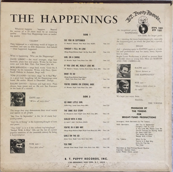 The Happenings : The Happenings (LP, Album, Mono)