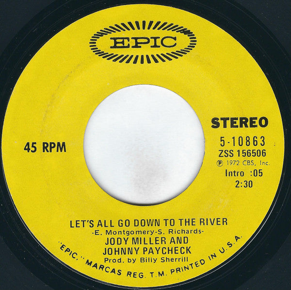 Jody Miller And Johnny Paycheck : Let's All Go Down To The River / In The Garden (7", Single, Styrene, Ter)