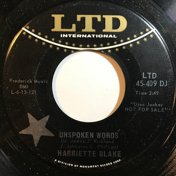 Harriette Blake : Unspoken Words (7", Promo)
