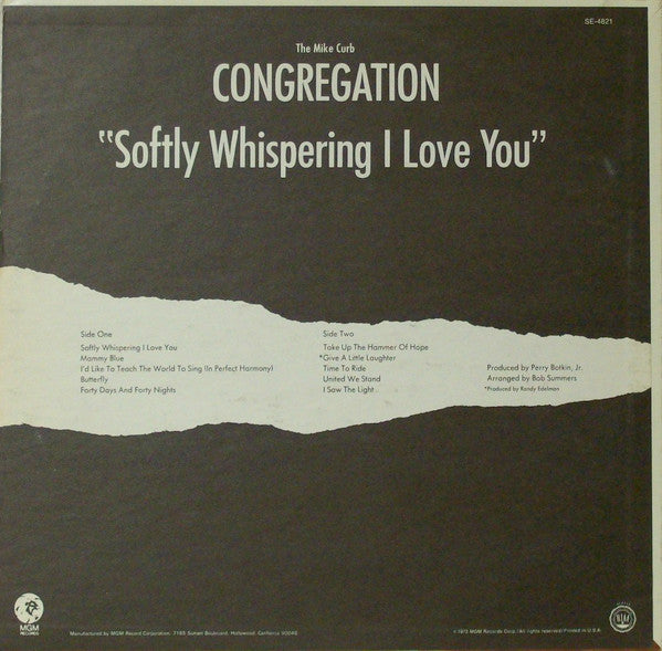 The Mike Curb Congregation* : Softly Whispering I Love You (LP, Album)