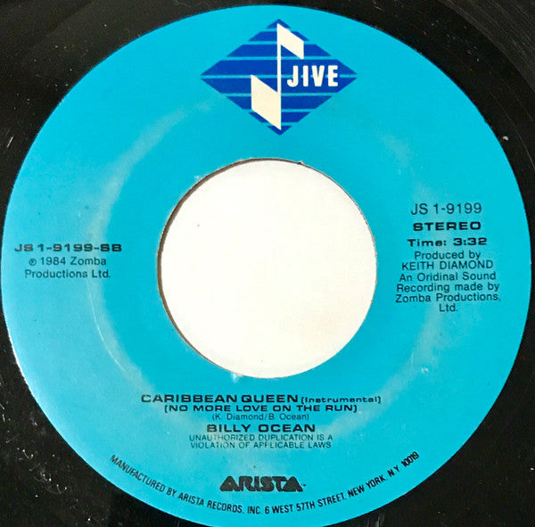 Billy Ocean : Caribbean Queen (No More Love On The Run) (7", Single)