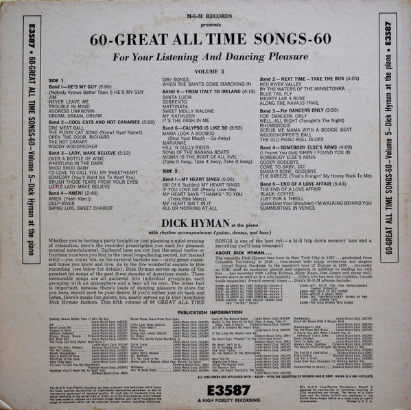 Dick Hyman : 60 Great All Time Songs For Your Listening And Dancing Pleasure Vol.5 (LP, Album, Mono)