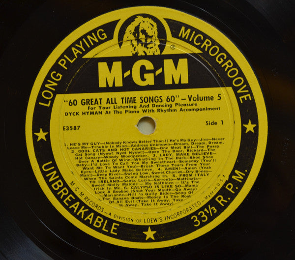 Dick Hyman : 60 Great All Time Songs For Your Listening And Dancing Pleasure Vol.5 (LP, Album, Mono)