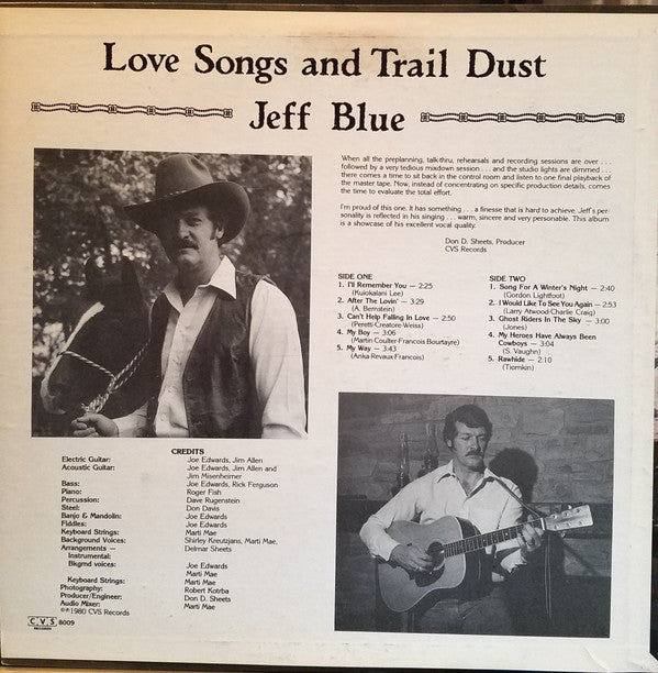 Jeff Blue (3) : Love Songs And Trail Dust (LP, Album)