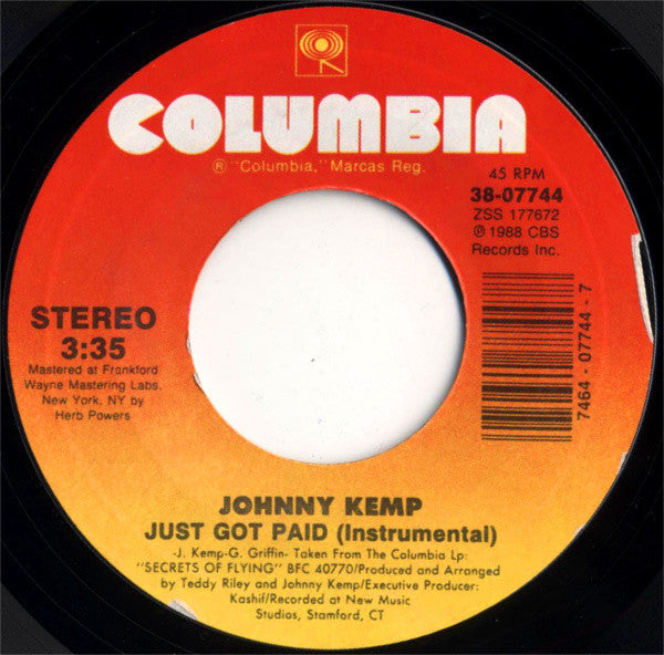 Johnny Kemp : Just Got Paid (7", Styrene)