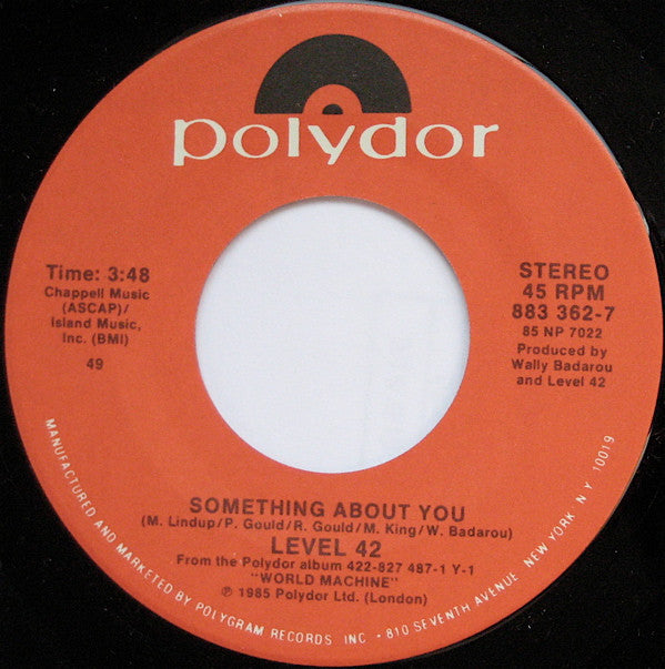 Level 42 : Something About You (7")