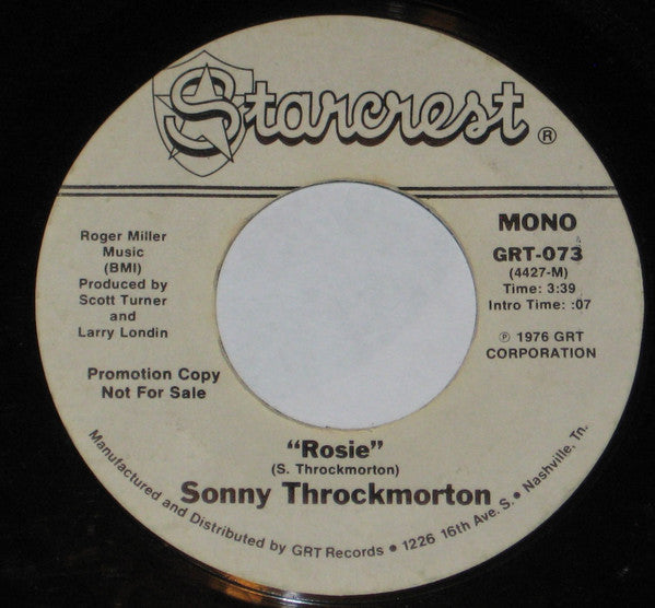 Sonny Throckmorton : Rosie (7", Single, Mono, Promo)