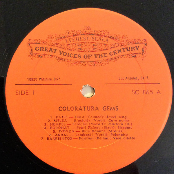 Various : Coloratura Gems (LP, Album, Comp, Ora)