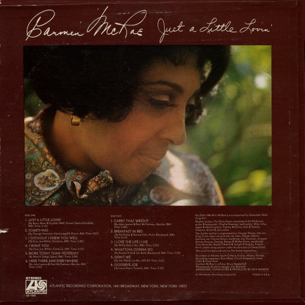 Carmen McRae : Just A Little Lovin' (LP, Album, RP)