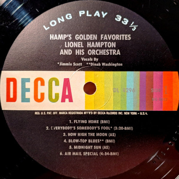 Lionel Hampton And His Orchestra : Hamp's Golden Favorites (LP, Album, Comp, Mono, Glo)