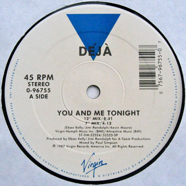 Déjà : You And Me Tonight (12")