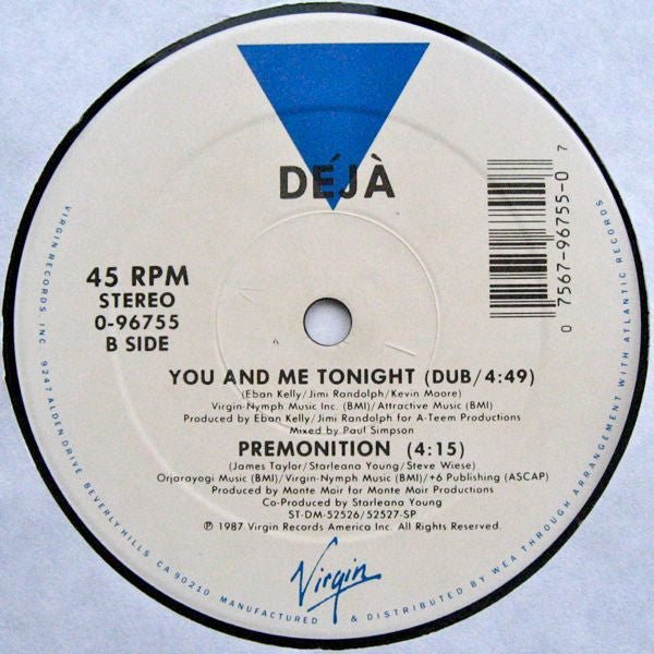 Déjà : You And Me Tonight (12")