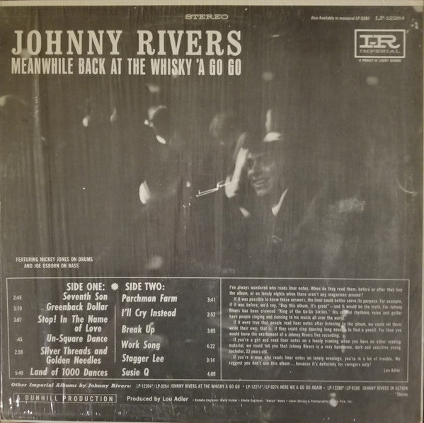 Johnny Rivers : Meanwhile Back At The Whisky À Go Go (LP, Album)