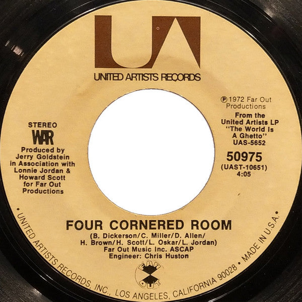War : The World Is A Ghetto / Four Cornered Room (7", Single, Styrene)