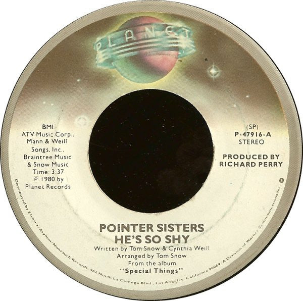 Pointer Sisters : He's So Shy (7", Single, SP )