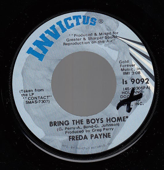 Freda Payne : Bring The Boys Home / I Shall Not Be Moved (7", Single, Scr)