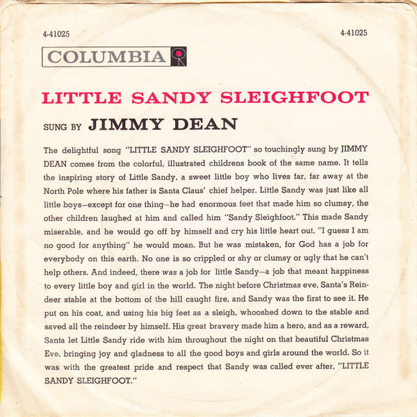 Jimmy Dean : Little Sandy Sleighfoot / When They Ring The Golden Bells (7", Single)