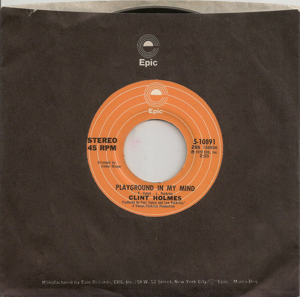 Clint Holmes : Playground In My Mind (7", Single, RP, Pre)