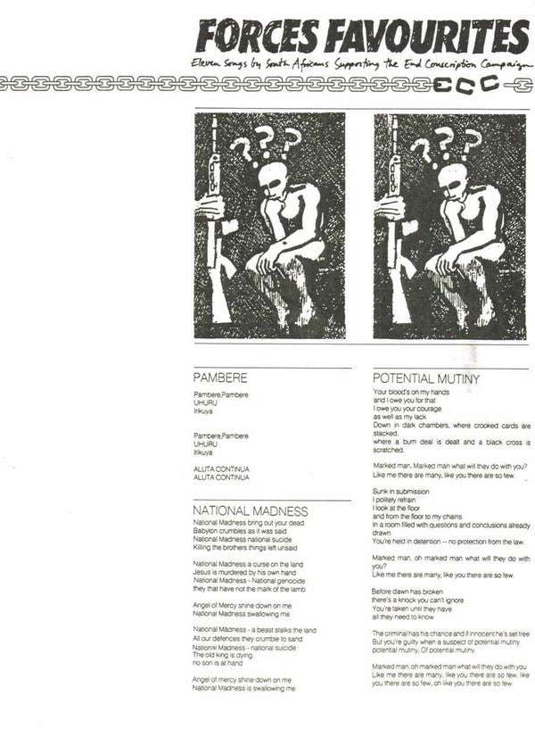 Various : Forces Favourites - Eleven Songs By South Africans Supporting The End Conscription Campaign (LP, Comp)