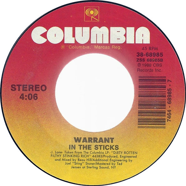 Warrant : Heaven (7", Single, Styrene, Car)